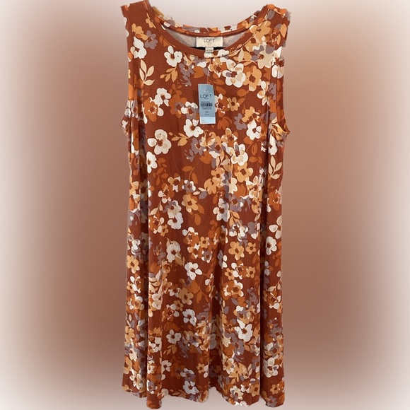 LOFT Dresses & Skirts - NWT⭐️LOFT💫Women’s Floral Orange Sleeveless Lightweight Stretchy Dress